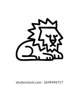 Simple black outline drawing of a resting lion