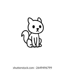 Simple black outline drawing of a seated cartoon cat (1)