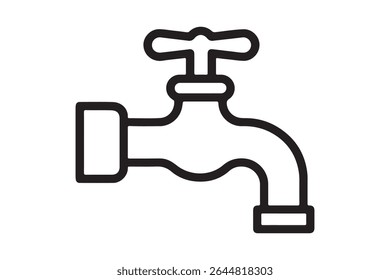 Um simples desenho de contorno preto de uma torneira de água