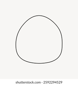 Simple black outline of an egg shape on a light gray background. The egg shape is smooth and symmetrical, emphasizing simplicity and minimalism in design. Frame vector with copy space.modern illustrat