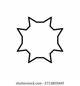 Un contorno negro simple de un estallido estelar geométrico de ocho puntas o forma de etiqueta engomada sobre un fondo blanco.