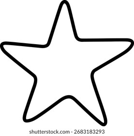 Contorno preto simples de uma estrela de cinco pontas em um plano de fundo branco