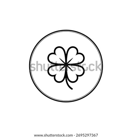 Simple black outline four leaf clover symbol inside a circle