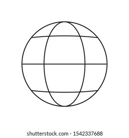 Simple black outline of a globe. Vector drawing. Isolated background.