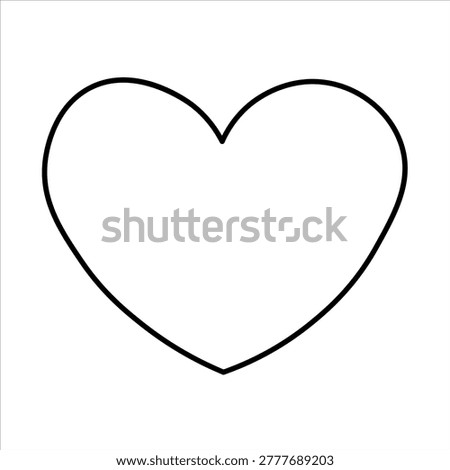 A simple black outline of a heart shape on a white background. This iconic symbol represents love and affection.