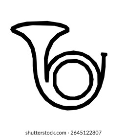 Simple Black Outline Hunting Horn Musical Instrument Sign Shape Icon