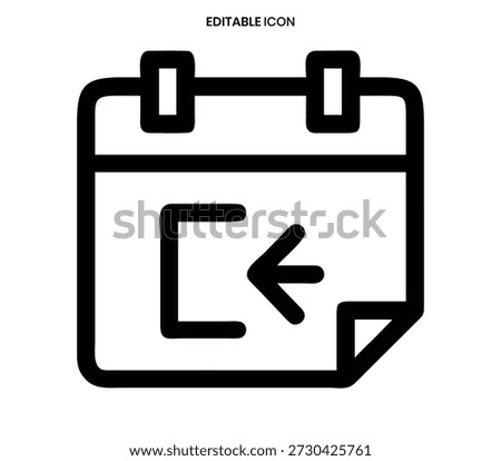 A simple black outline icon of a calendar page with an arrow, signifying a previous date.