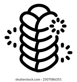 Simple black outline icon of a challah bread with a traditional pattern, decorated for the jewish sabbath