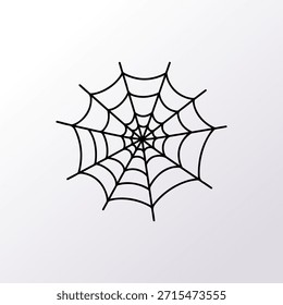 Icono de contorno negro simple del Web clásico de la araña en el fondo blanco