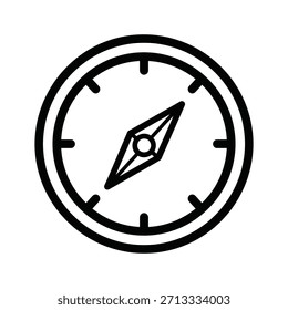 Simple black outline icon of a compass, representing direction, navigation, and exploration
