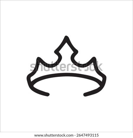 A simple black outline icon of a crown, perfect for symbolizing royalty, success, victory, or celebration. This versatile vector graphic is ideal for logos, invitations, digital art, and more.