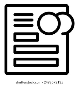 Icono de contorno negro simple de un documento con una burbuja de discurso, perfecto para representar la comunicación, el Comentarios o las revisiones en línea