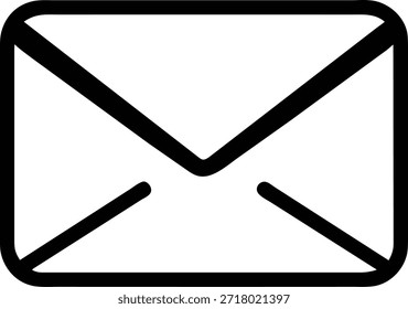Simple black outline icon of an email envelope. Ideal for representing communication, messaging, contact, or email marketing. Use for websites, apps, social media, or advertising campaigns.