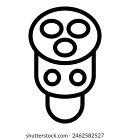 Simple black outline icon of a handheld electric shaver on white background