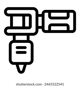 Icono de contorno negro simple de un taladro eléctrico de mano, adecuado para contenido relacionado con herramientas