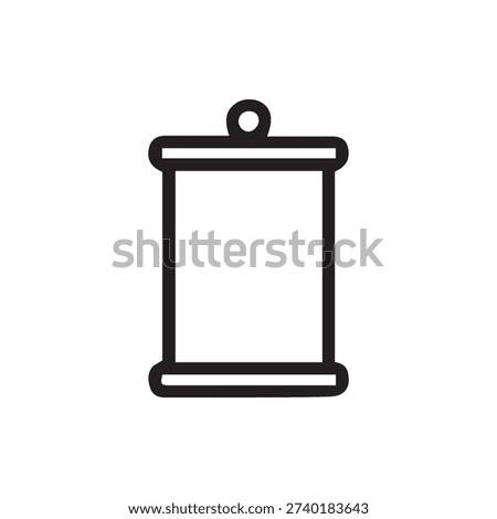 A simple black outline icon of a hanging scroll, perfect for representing ancient texts, diplomas, manuscripts, or important historical documents.