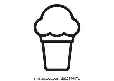 Simple black outline icon of an ice cream cup.