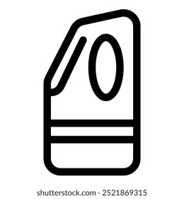 Simple black outline icon of a laundry detergent container, ideal for representing cleaning supplies