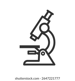 Simple black outline icon of a microscope on a white background