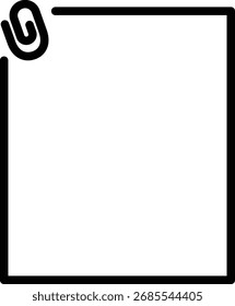 Icono de contorno negro simple de una nota con un Clip de papel
