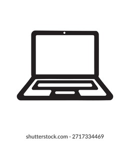 Icono de contorno negro simple de una computadora portátil abierta