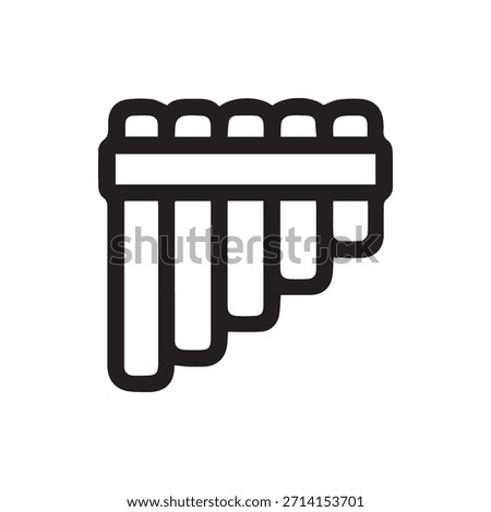 A simple black outline icon of a pan flute or panpipes featuring multiple tubes of decreasing length. Ideal for music related designs and interfaces.