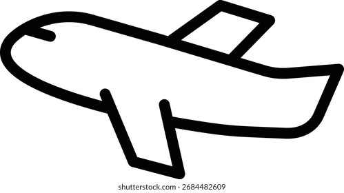 Un simple icono de contorno negro de un avión de pasajeros