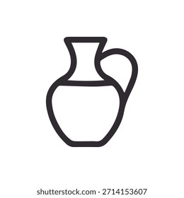 Un simple icono de contorno negro de una jarra o jarra con un mango. Ideal para representar contenedores de bebidas líquidas o recipientes tradicionales en diseños.