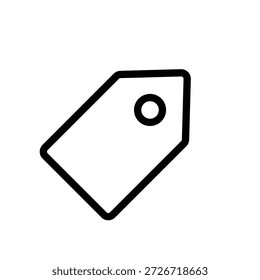 Icono de contorno negro simple que representa una etiqueta de Precio o etiqueta de producto para venta al por menor