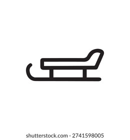 A simple black outline icon of a sled on a white background. This minimalist vector is ideal for winter sports, holiday, and Christmas-themed projects.