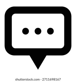Simple black outline icon of a speech bubble with three dots, indicating typing progress or a loading message.