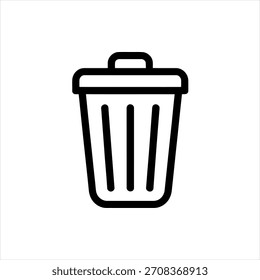 Icono de contorno negro simple de un bote de basura sobre un fondo blanco