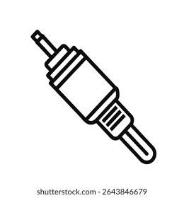 A simple black outline illustration depicts a 35mm stereo audio jack cable plug against a stark white background.