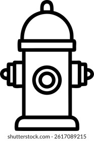 A simple black outline illustration of a fire hydrant on a white background, showing public safety equipment