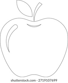 Simple black outline illustration of a single apple with leaf and stem