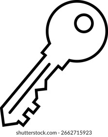A simple black outline of a key, symbolizing security and access.