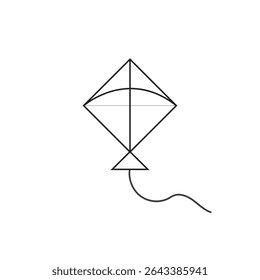 A simple black outline of a kite.