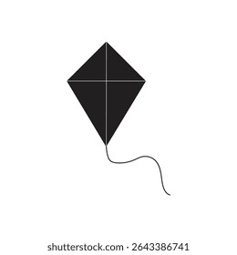 A simple black outline of a kite.