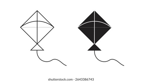A simple black outline of a kite.