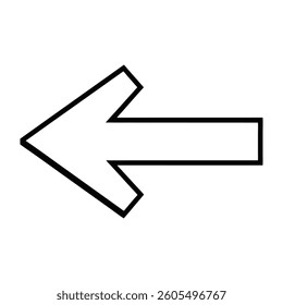 Simple Black Outline of Left Arrow on White Background

