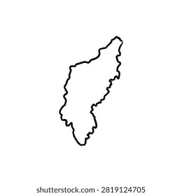 Simple black outline map of a jagged geographical landmass vector graphic