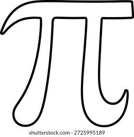 Ein einfacher schwarzer Umriss des mathematischen Symbols für Pi auf rein weißem Hintergrund, mit minimalistischem Design und klaren Linien