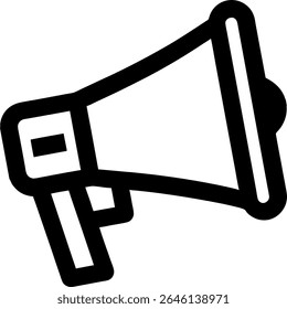Simple black outline megaphone icon isolated on white background