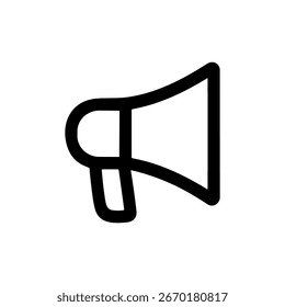 Ilustración negra simple del icono del megáfono aislado en el fondo blanco