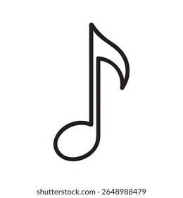 Simple black outline music note graphic design.