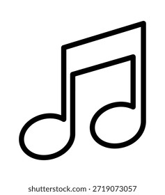 Simple contorno negro de una nota musical, que simboliza la creatividad y el arte de la música.