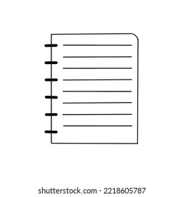 Icono de libro de notas de esquema negro simple