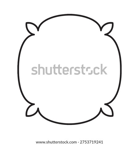 Simple black outline of an oval frame adorned with stylized leaf details