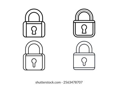 Simple black outline Padlocks white background