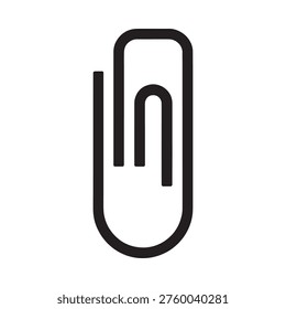 Simple black outline of a paper clip icon on a white background